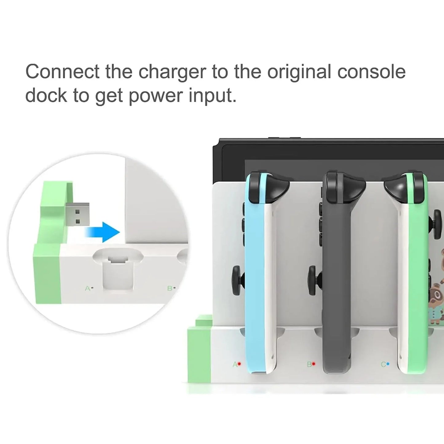 Joycon Charging Dock Station - Charges Up To 4 Controllers, Compatible with Switch and OLED Model