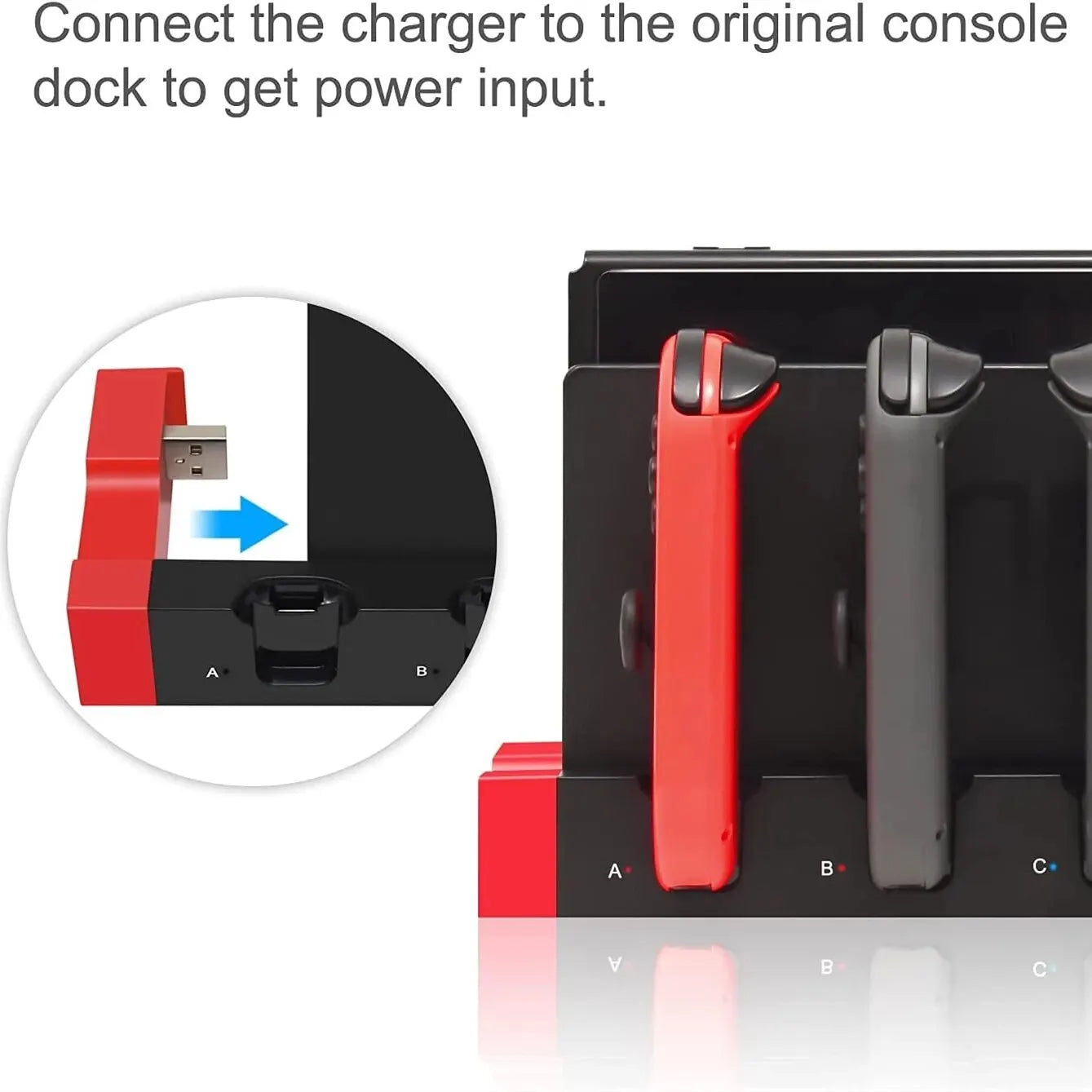 Joycon Charging Dock Station - Charges Up To 4 Controllers, Compatible with Switch and OLED Model