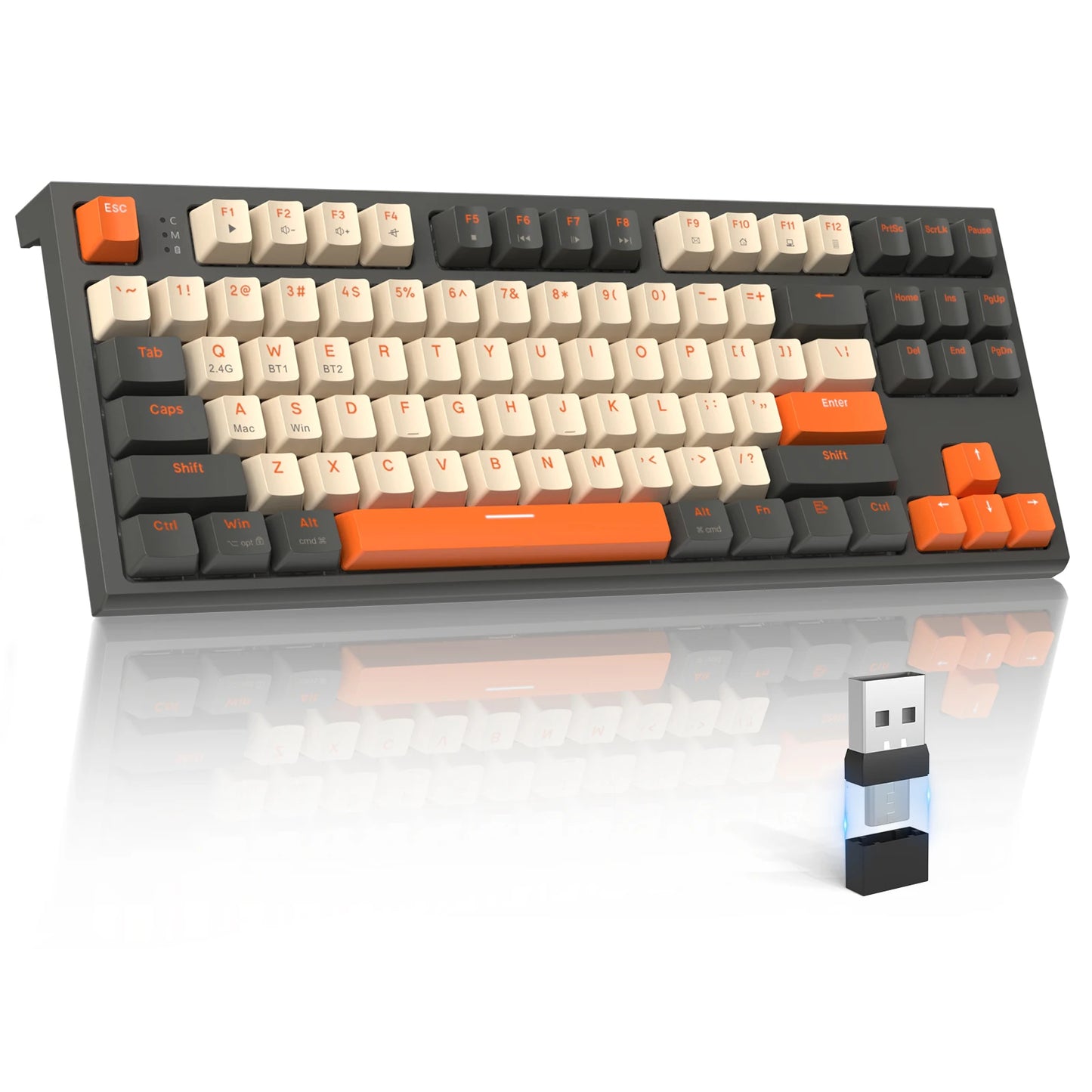 Wireless Mechanical Gaming Keyboard TKL 87 Keys Creamy Keyboard