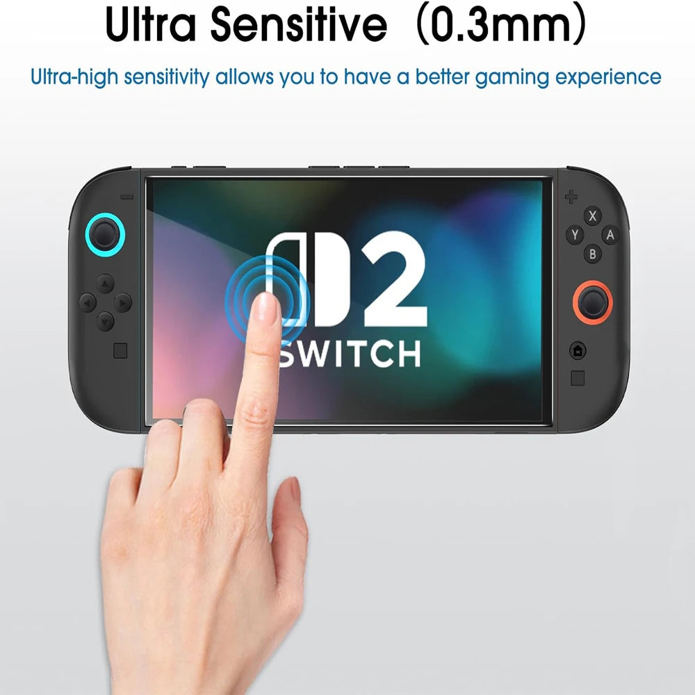 Screen Protector, Tempered Glass For Nintendo Switch 2  + Joystick Cap