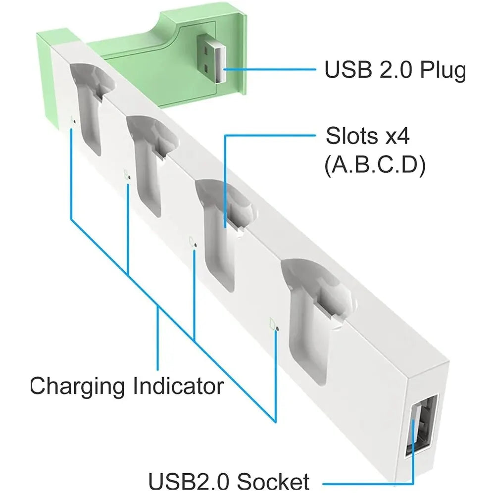 Joycon Charging Dock Station - Charges Up To 4 Controllers, Compatible with Switch and OLED Model