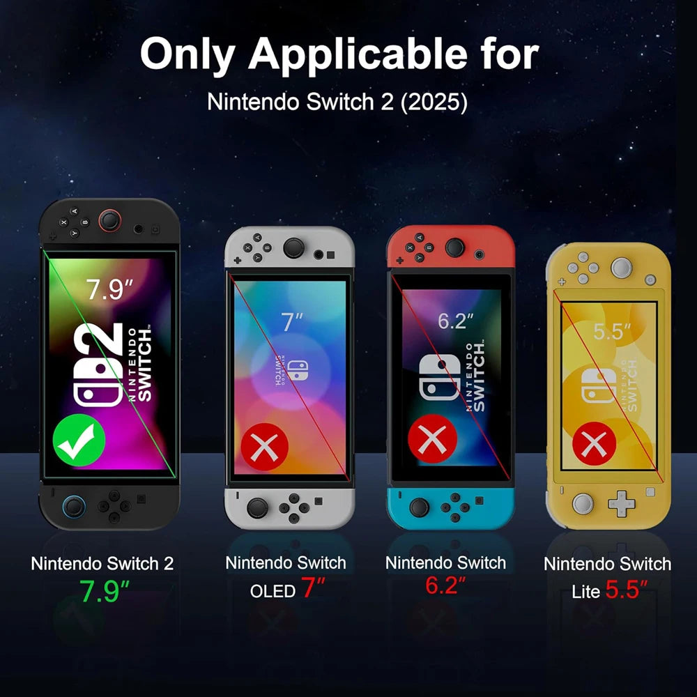 Screen Protector, Tempered Glass For Nintendo Switch 2  + Joystick Cap
