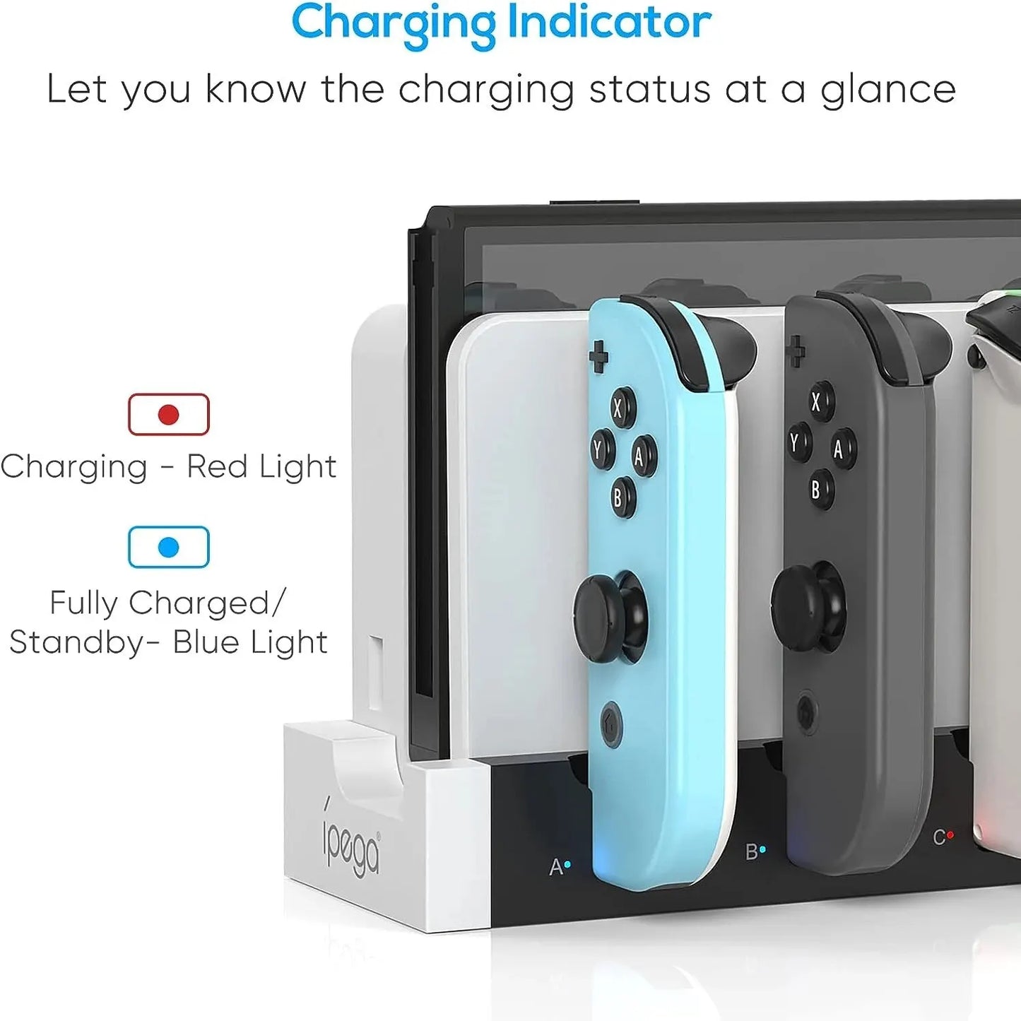 Joycon Charging Dock Station - Charges Up To 4 Controllers, Compatible with Switch and OLED Model