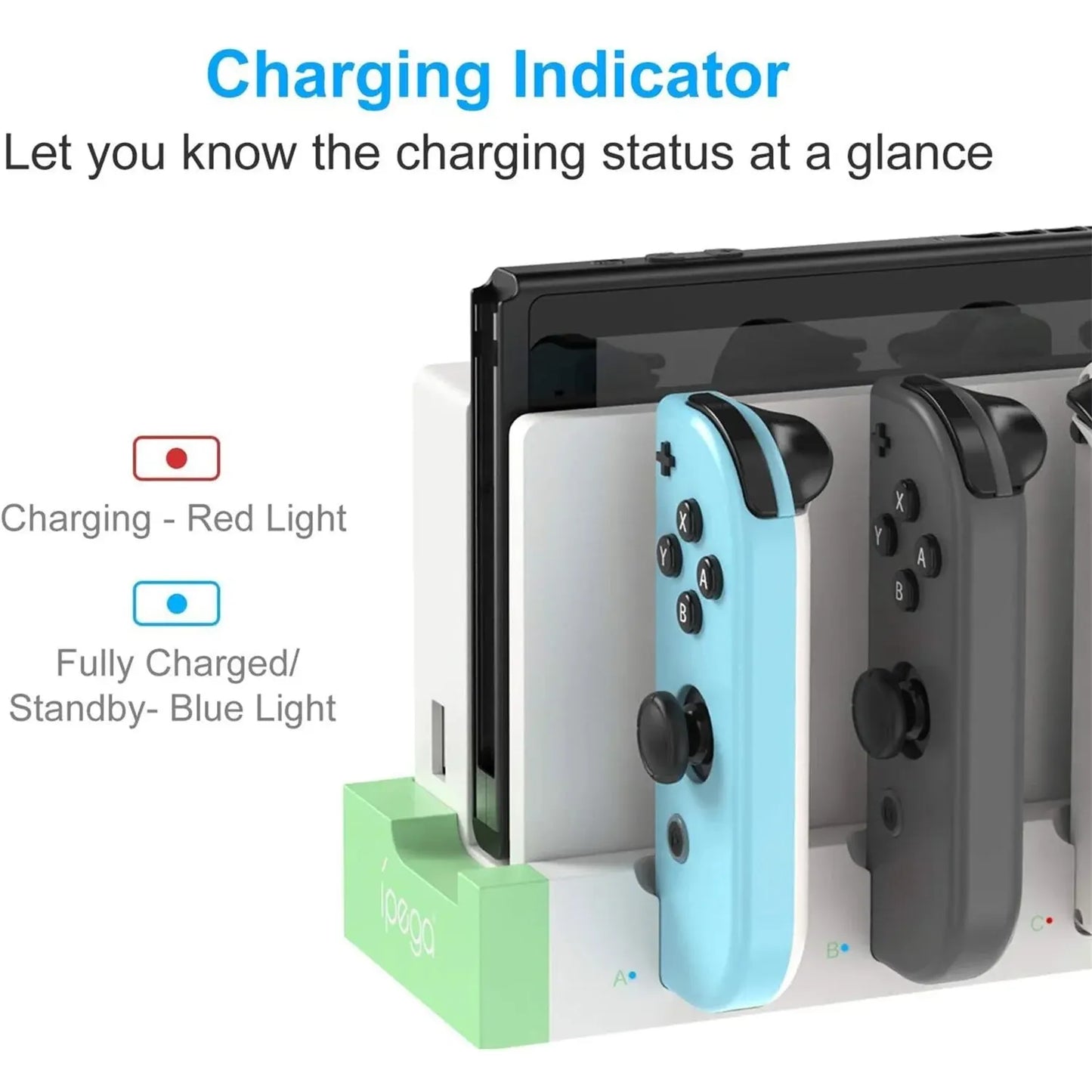 Joycon Charging Dock Station - Charges Up To 4 Controllers, Compatible with Switch and OLED Model