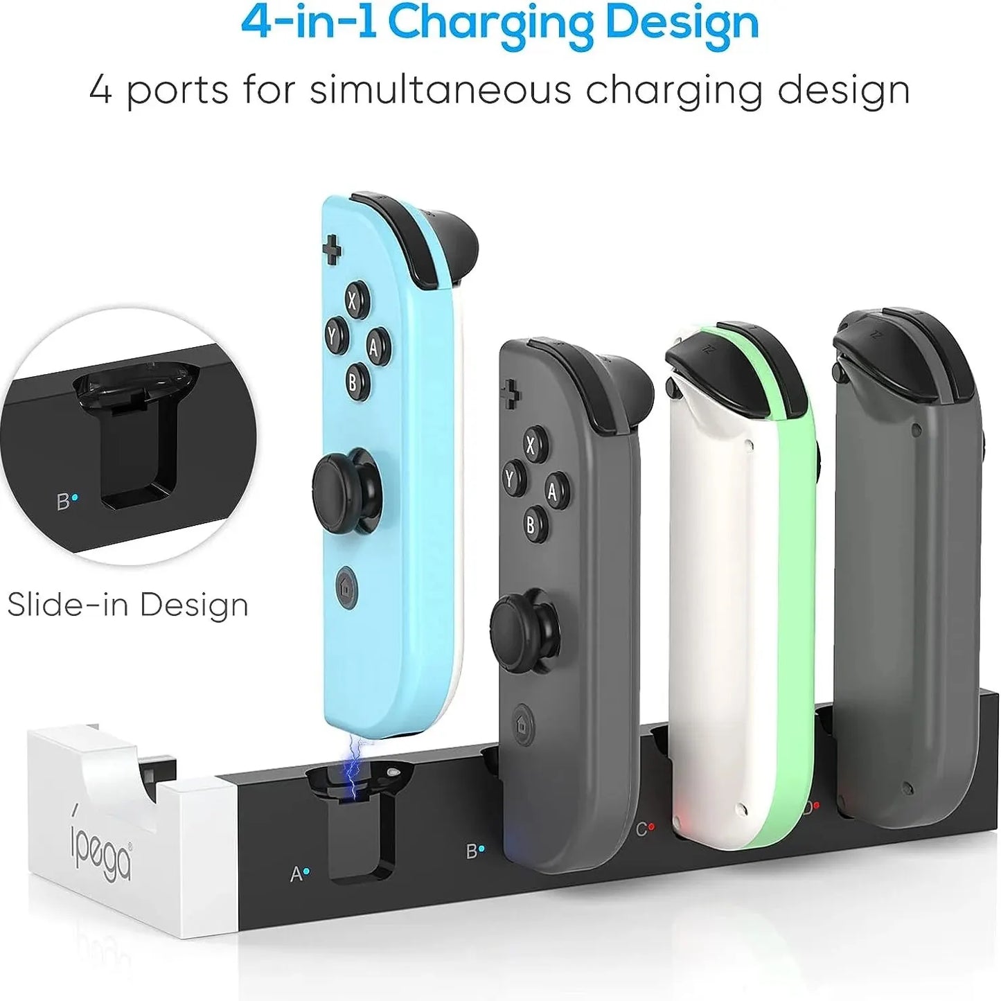 Joycon Charging Dock Station - Charges Up To 4 Controllers, Compatible with Switch and OLED Model