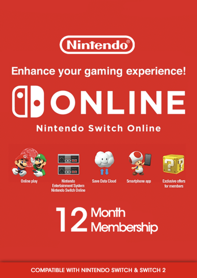 Nintendo Switch Online 12 Months Membership Switch & Switch 2 (UK & EU)