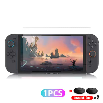 Screen Protector, Tempered Glass For Nintendo Switch 2  + Joystick Cap