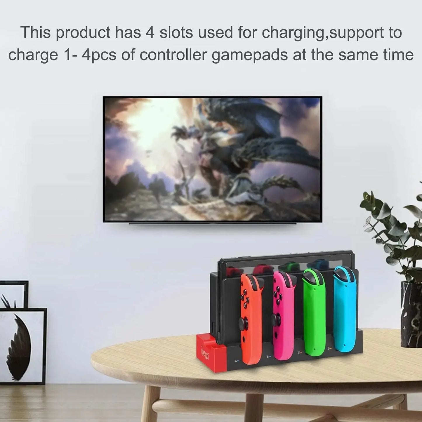Joycon Charging Dock Station - Charges Up To 4 Controllers, Compatible with Switch and OLED Model