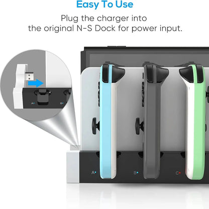 Joycon Charging Dock Station - Charges Up To 4 Controllers, Compatible with Switch and OLED Model